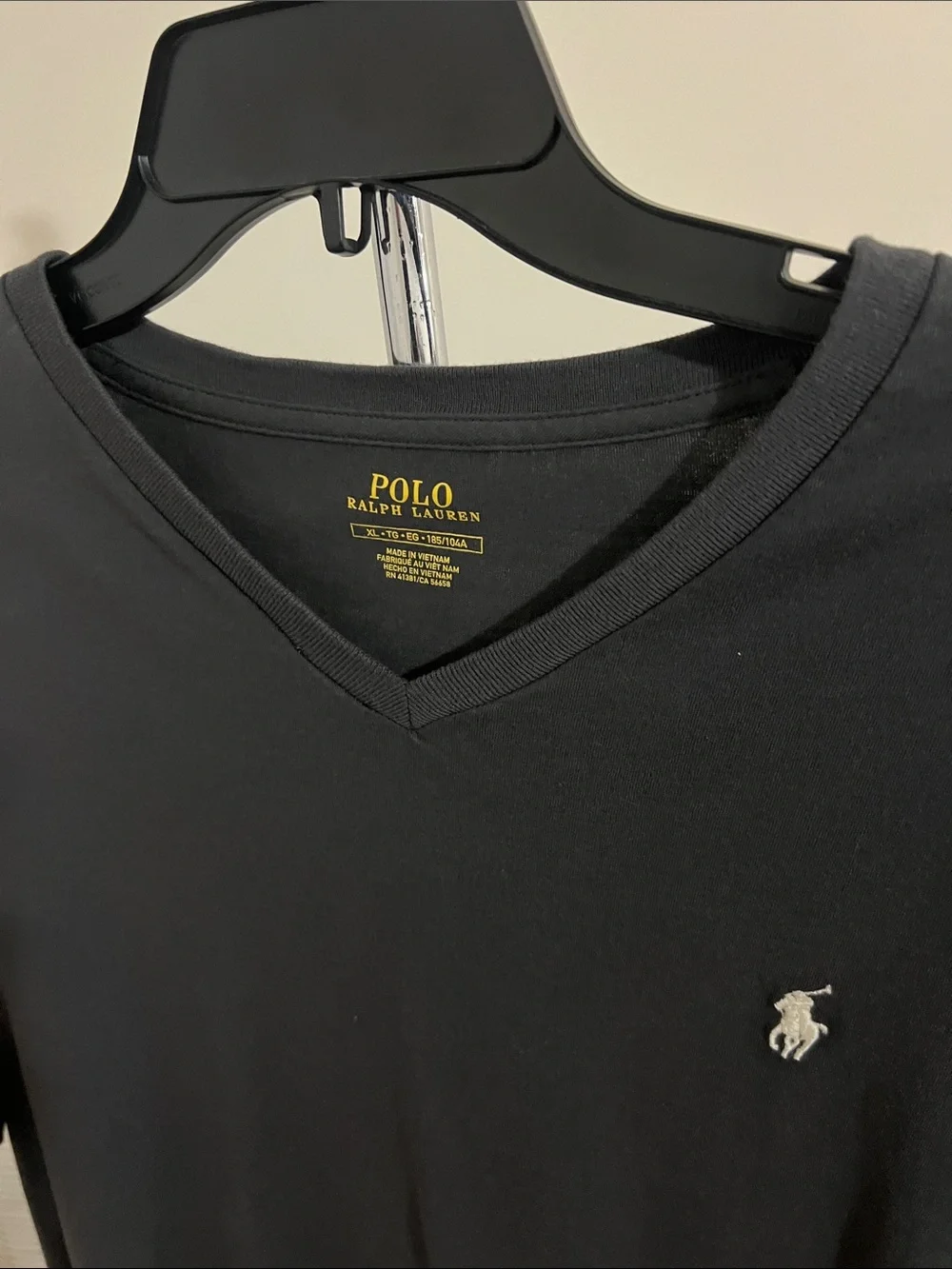 Polo by Ralph Lauren Men's V-Neck Tee in Charcoal with White Pony